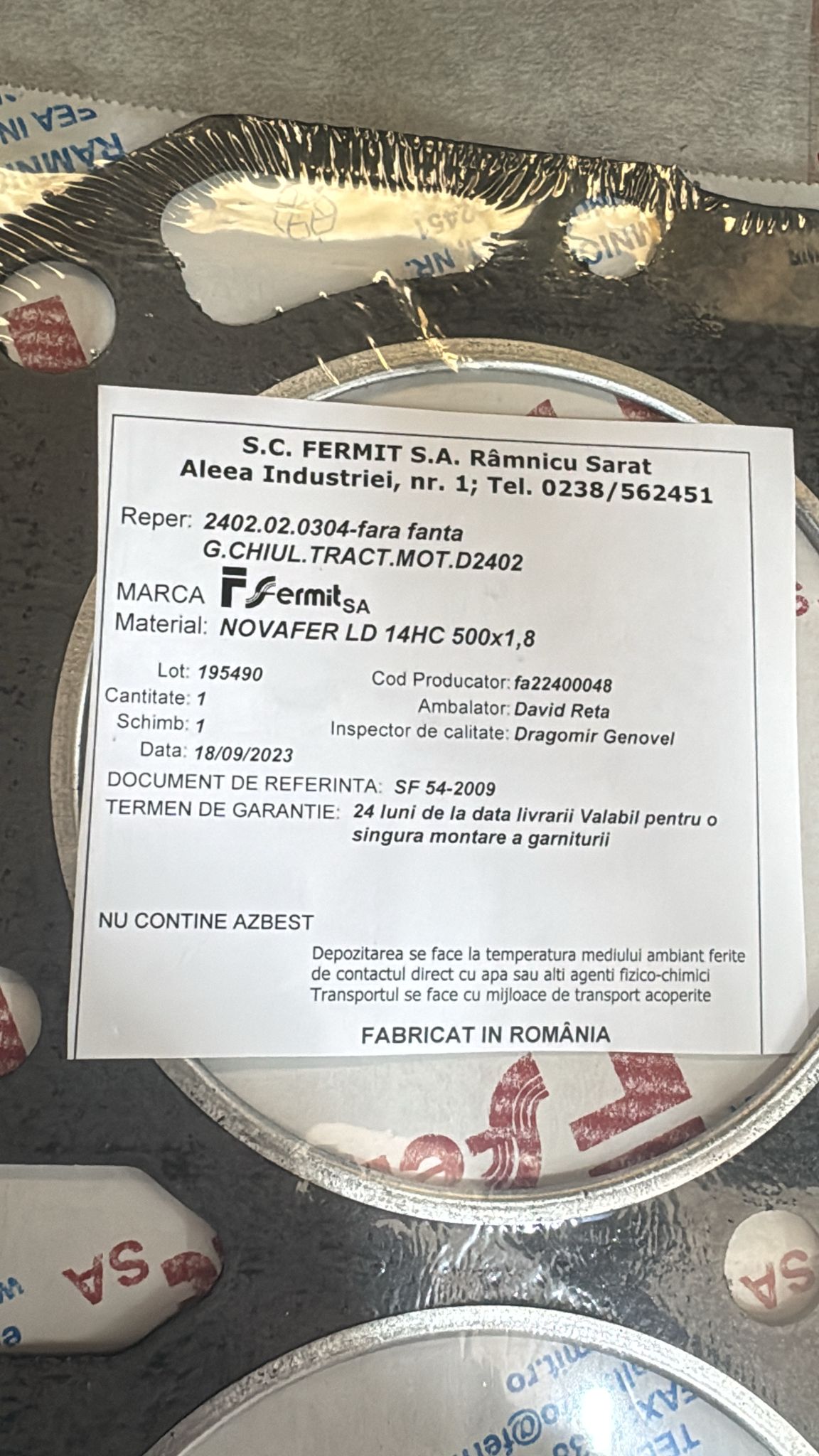 garnitura chiulasa u800 vedere detaliu
